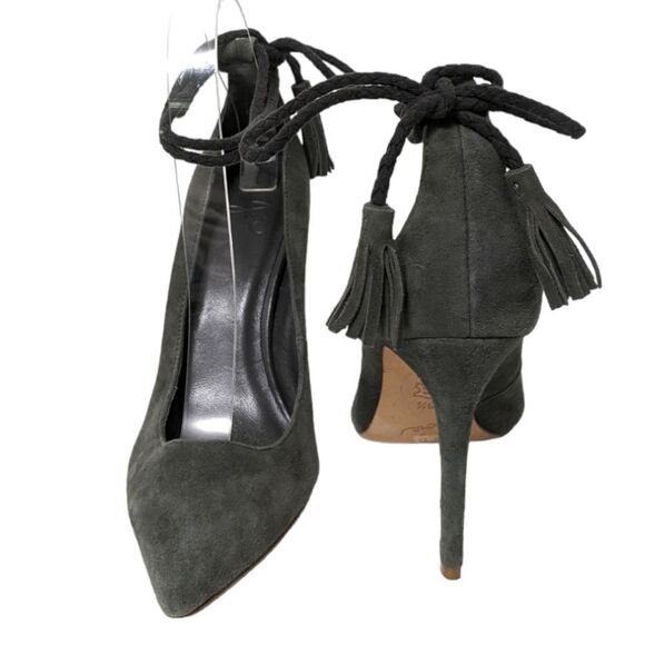 JOIE Angelynn Suede Leather Ankle Wrap Heels Charcoal Gray 36.5 - Picture 2 of 11